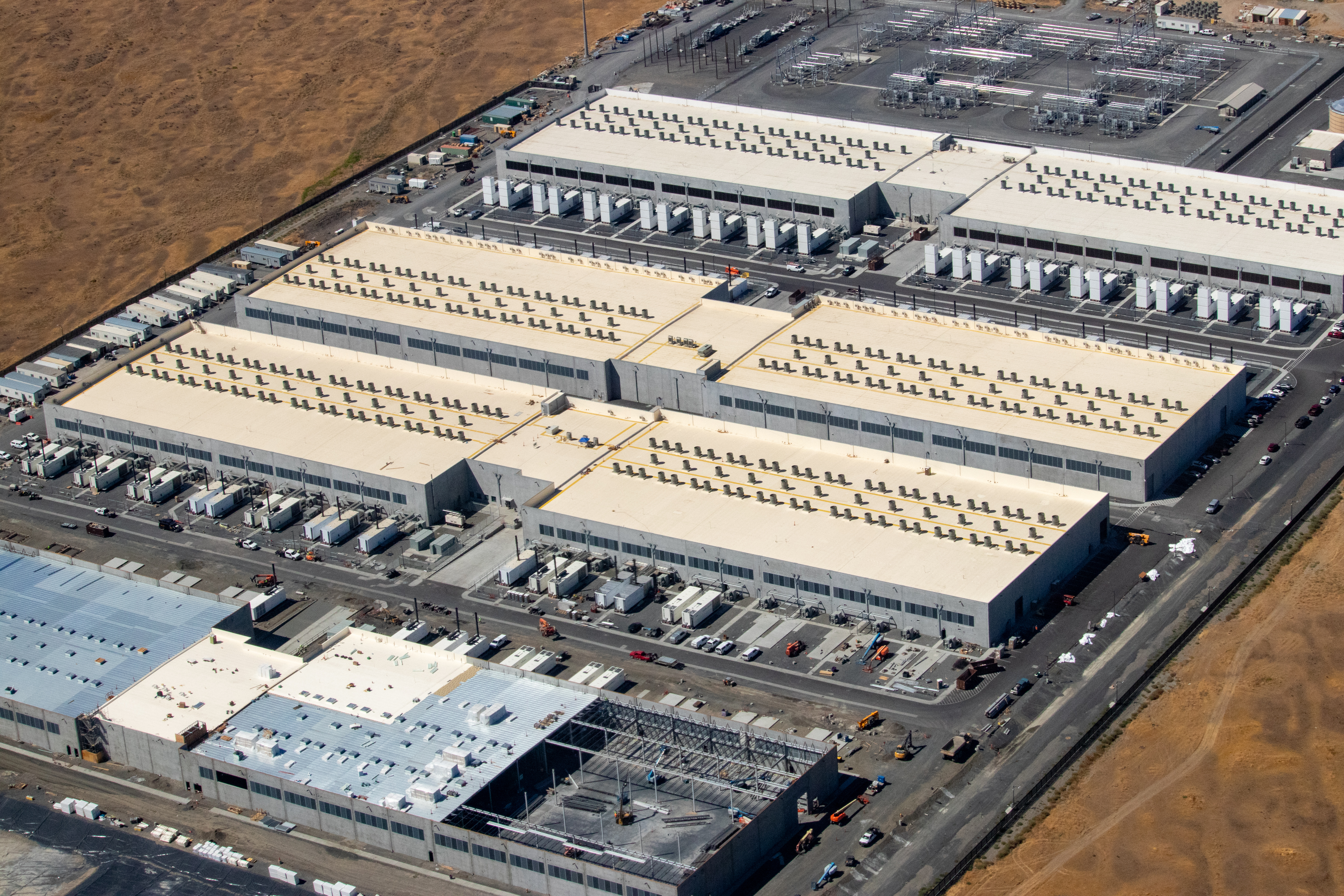 Aerial view of data center facility
